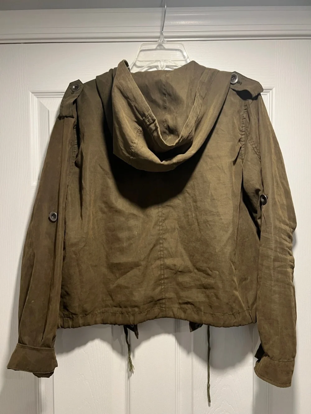 Brandy Melville Olive Green Hooded Military Jacket - Picture 4 of 6